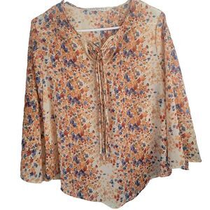 Hippie Laundry Top Women’s Size M Tie Neck Floral Boho Festival Flowy